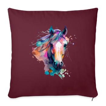 Joli cheval pour les amoureux des chevaux Coloré - Housse de coussin décorative 45 x 45 cm - bordeaux - Devant