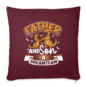 Das Dreamteam - Vater und Sohn - Sofakissenbezug 45 x 45 cm - Burgunderrot - Vorne