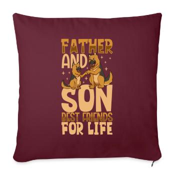 Beste Freunde - Vater und Sohn - Sofakissenbezug 45 x 45 cm - Burgunderrot - Vorne