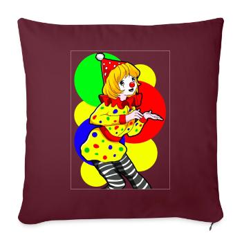 Clowncore Esthétique Anime Girl Party Clown - Housse de coussin décorative 45 x 45 cm - bordeaux - Devant