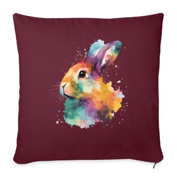 Mignon petit lapin Pour les amoureux des lapins Coloré - Housse de coussin décorative 45 x 45 cm - bordeaux - Devant