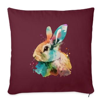 Mignon petit lapin Pour les amoureux des lapins Coloré - Housse de coussin décorative 45 x 45 cm - bordeaux - Devant