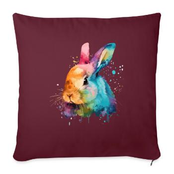 Mignon petit lapin Pour les amoureux des lapins Coloré - Housse de coussin décorative 45 x 45 cm - bordeaux - Devant