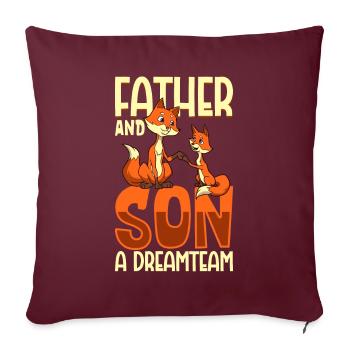 Das Dreamteam - Vater und Sohn - Sofakissenbezug 45 x 45 cm - Burgunderrot - Vorne