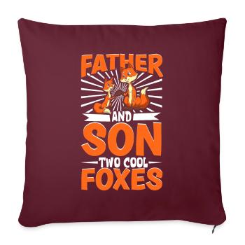 Coole Füchse - Vater und Sohn - Sofakissenbezug 45 x 45 cm - Burgunderrot - Vorne