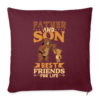 Freunde fürs Leben - Vater und Sohn - Sofakissenbezug 45 x 45 cm - Burgunderrot - Vorne
