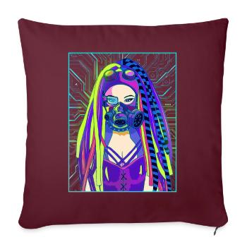 Cyber Aesthetic Anime Girl Cyber Goth - Sofakissenbezug 45 x 45 cm - Burgunderrot - Vorne