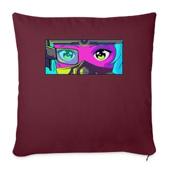 Cyber Aesthetic Anime Girl Eyes Retro Futurism - Sofakissenbezug 45 x 45 cm - Burgunderrot - Vorne