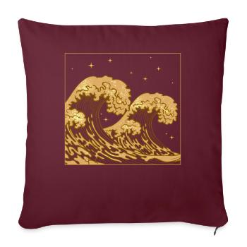 Boujee Aesthetic Great Wave Off Kanagawa Bougie - Sofakissenbezug 45 x 45 cm - Burgunderrot - Vorne