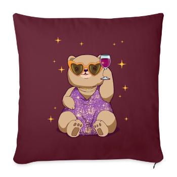 Boujee Aesthetic Kawaii Bear Wine Bougie - Sofakissenbezug 45 x 45 cm - Burgunderrot - Vorne