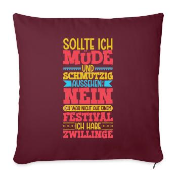 Müde und schmutzig - Zwillinge - Sofakissenbezug 45 x 45 cm - Burgunderrot - Vorne