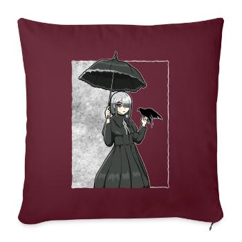 Finlandais Goth Esthétique Gothique Anime Fille Goth - Housse de coussin décorative 45 x 45 cm - bordeaux - Devant