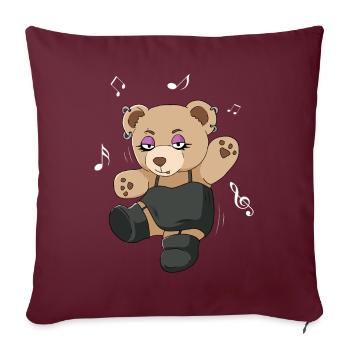 Goth finlandais Esthétique gothique Ours Goth - Housse de coussin décorative 45 x 45 cm - bordeaux - Devant