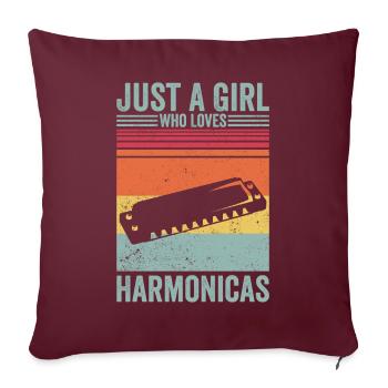 Just A Girl Who Loves Harmonicas Harmonicist Retro - Sofakissenbezug 45 x 45 cm - Burgunderrot - Vorne