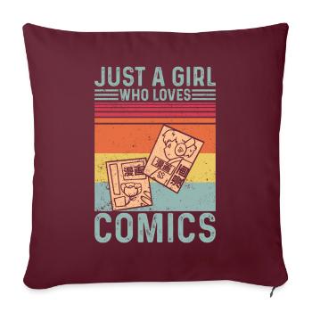 Nur ein Mädchen, das Comics liebt Retro - Sofakissenbezug 45 x 45 cm - Burgunderrot - Vorne
