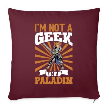 No Geek - D20 RPG Personnage - Paladin - Housse de coussin décorative 45 x 45 cm - bordeaux - Devant