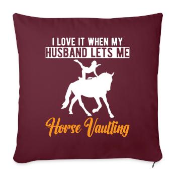 Drôle de cavalier Cheval Femme Sauteuse - Housse de coussin décorative 45 x 45 cm - bordeaux - Devant