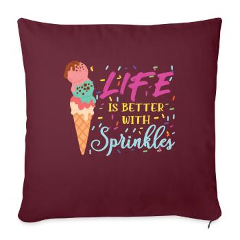 La vie de la crème glacée est meilleure Eiscreme Eis - Housse de coussin décorative 45 x 45 cm - bordeaux - Devant