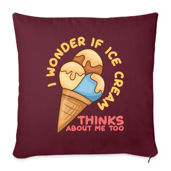 La crème glacée pense à moi Eiscreme Eis - Housse de coussin décorative 45 x 45 cm - bordeaux - Devant