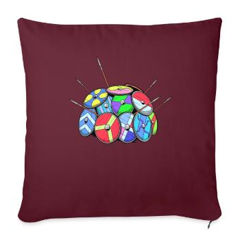 Mur du bouclier viking - Housse de coussin décorative 45 x 45 cm - bordeaux - Devant