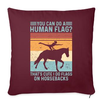 Lustiges Reitpferd Voltigieren Retro - Sofakissenbezug 45 x 45 cm - Burgunderrot - Vorne