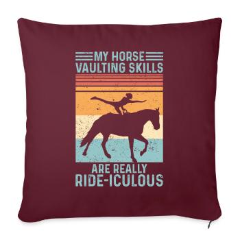 Lustiges Reitpferd Voltigieren Retro - Sofakissenbezug 45 x 45 cm - Burgunderrot - Vorne