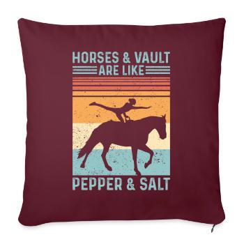 Lustiges Reitpferd Voltigieren Retro - Sofakissenbezug 45 x 45 cm - Burgunderrot - Vorne