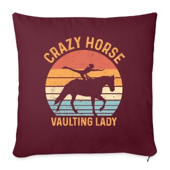 Voltige amusante sur le cheval - Housse de coussin décorative 45 x 45 cm - bordeaux - Devant