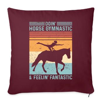 Lustiges Reitpferd Voltigieren Retro - Sofakissenbezug 45 x 45 cm - Burgunderrot - Vorne