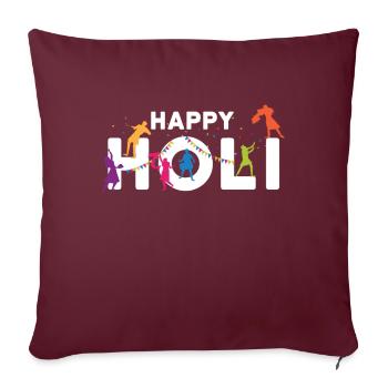Happy Holi Farben Festival Gulal Phagwah - Sofakissenbezug 45 x 45 cm - Burgunderrot - Vorne