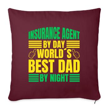 Agent d’assurance le jour Meilleur père de nuit - Housse de coussin décorative 45 x 45 cm - bordeaux - Devant