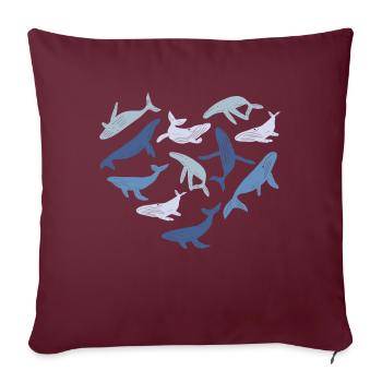 Blauwal Herz Wal Meer - Sofakissenbezug 45 x 45 cm - Burgunderrot - Vorne