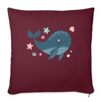 Baleine Bleue Mignon Enfants Baleine Mer - Housse de coussin décorative 45 x 45 cm - bordeaux - Devant