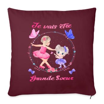 Ballet - Je vais être grande sœur - Ballerine - Housse de coussin décorative 45 x 45 cm - bordeaux - Devant