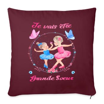 Ballet - Je vais être grande sœur - Ballerine - Housse de coussin décorative 45 x 45 cm - bordeaux - Devant