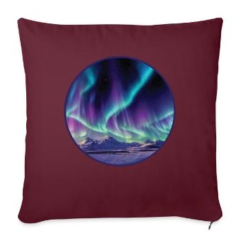 Nordlichter Polarlicht Aurora Borealis - Sofakissenbezug 45 x 45 cm - Burgunderrot - Vorne