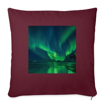 Aurora Borealis Polarlicht Nordlichter - Sofakissenbezug 45 x 45 cm - Burgunderrot - Vorne
