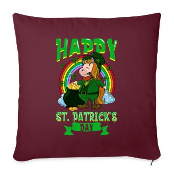 Licorne de St Patrick - Bonne Saint-Patrick - Housse de coussin décorative 45 x 45 cm - bordeaux - Devant