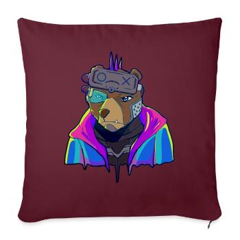 Cyber Vaporwave Esthétique Futuriste Ours - Housse de coussin décorative 45 x 45 cm - bordeaux - Devant