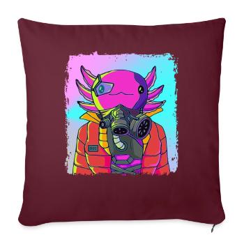 Cyber Vaporwave Esthétique Futuriste Axolotl - Housse de coussin décorative 45 x 45 cm - bordeaux - Devant