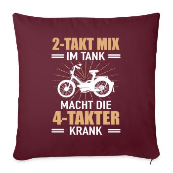 Moped Bastler Mokick Nostalgie 2 Takt 4 Takter - Sofakissenbezug 45 x 45 cm - Burgunderrot - Vorne