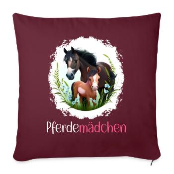 Pferdemädchen Pferdeshirt Pferde Fohlen Mädchen - Sofakissenbezug 45 x 45 cm - Burgunderrot - Vorne