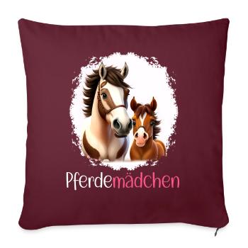 Pferdemädchen Pferdeshirt Pferd Mädchen Fohlen - Sofakissenbezug 45 x 45 cm - Burgunderrot - Vorne
