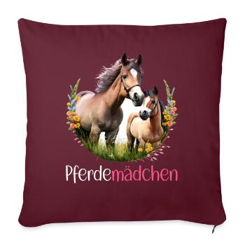 Pferdemädchen Pferdeshirt Süß Pferd Blumen Mädchen - Sofakissenbezug 45 x 45 cm - Burgunderrot - Vorne