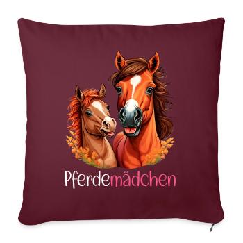 Pferdemädchen Pferdeshirt Pferd Fohlen Mädchen - Sofakissenbezug 45 x 45 cm - Burgunderrot - Vorne