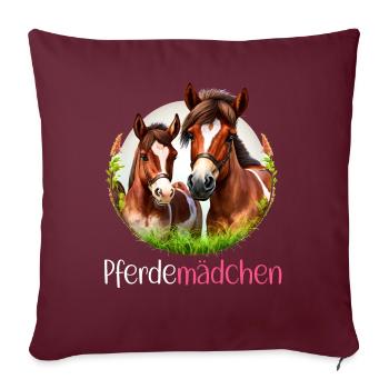 Pferdemädchen Pferdeshirt Pferd Reiterin Mädchen - Sofakissenbezug 45 x 45 cm - Burgunderrot - Vorne
