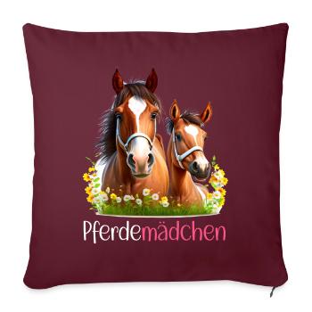 Pferdemädchen Pferdeshirt Pferd Fohlen Mädchen - Sofakissenbezug 45 x 45 cm - Burgunderrot - Vorne