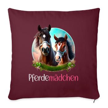Pferdemädchen Pferdeshirt Pferd Fohlen Mädchen - Sofakissenbezug 45 x 45 cm - Burgunderrot - Vorne
