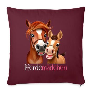 Pferdemädchen Pferdeshirt Pferd Comic Mädchen Süß - Sofakissenbezug 45 x 45 cm - Burgunderrot - Vorne