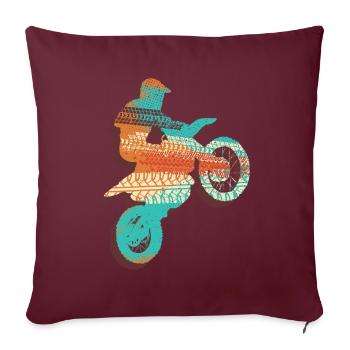 Motocross Moto Biker Bike - Housse de coussin décorative 45 x 45 cm - bordeaux - Devant